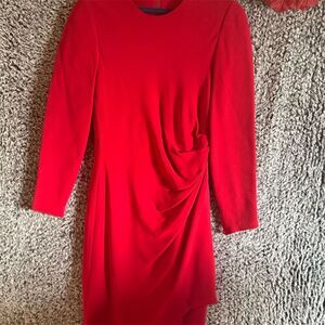 Women's Red Long Sleeve Ruched Dress Size  6 Party Cocktail by